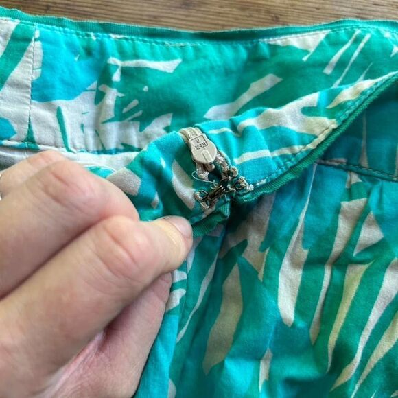 Ann Taylor LOFT Women's Size 2 Blue Green Cream Leaf Palm Print Skirt Lined - Picture 7 of 12